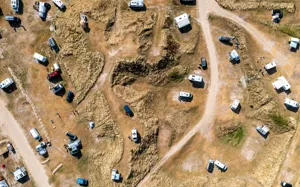 Vejers Strand Camping Pladsen Dronefoto Efterår